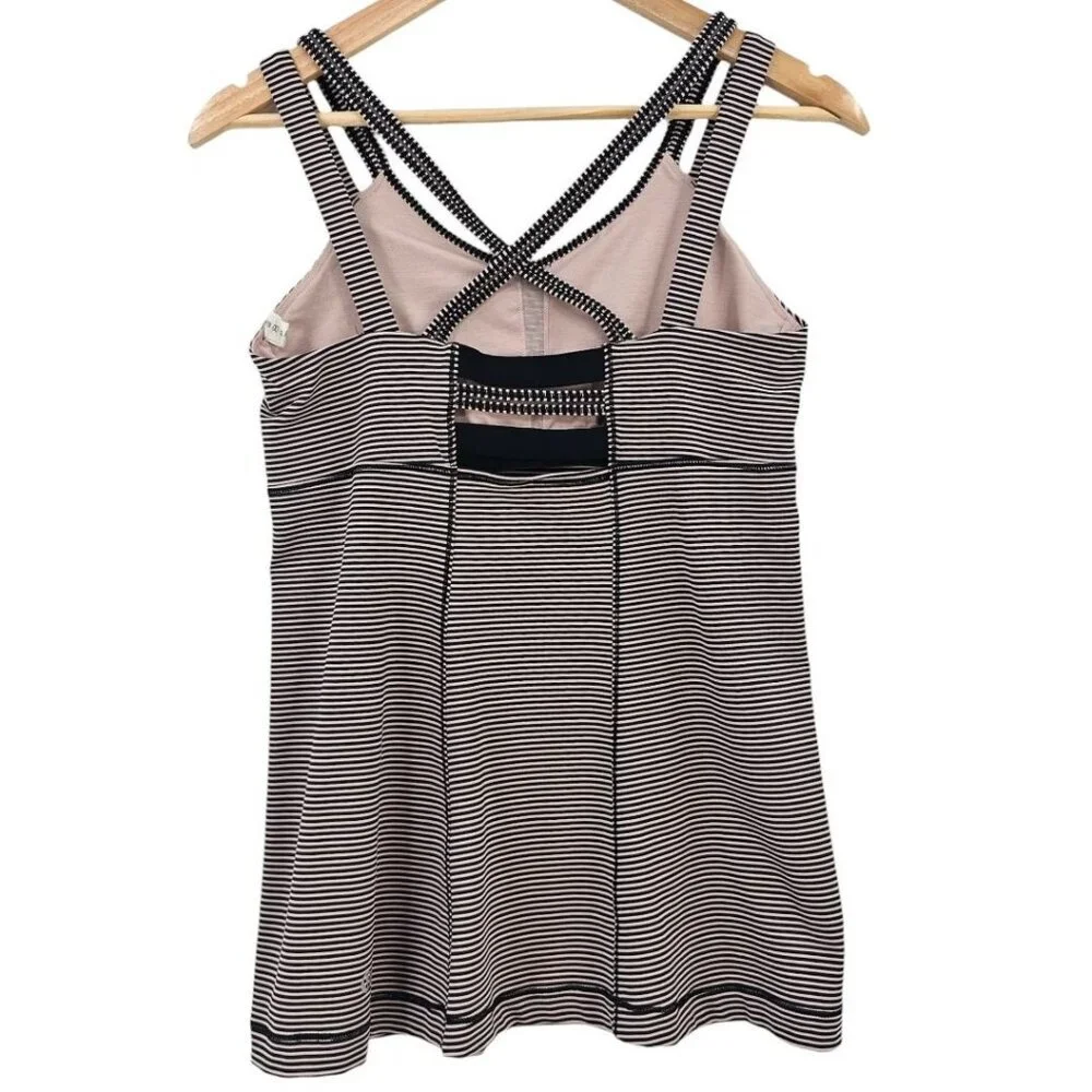 Lululemon Womens 10 Happy‎ Strappy Tank Mini Pop Stripe Black Mink Berry